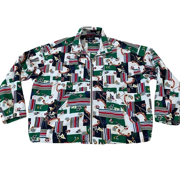 Vintage Payne Stewart Golf Jacket Men's Medium Busy All Over Graphic Full Zip - Picture 1 of 5